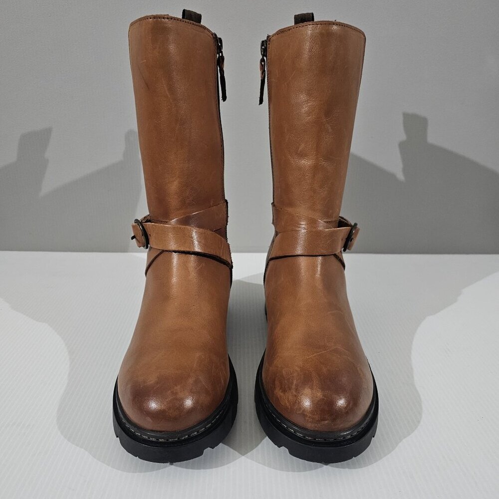 Softwalk Neenah Mid Calf Riding Boot Women 8 NARROW Brown Leather Equestrian - Picture 5 of 15
